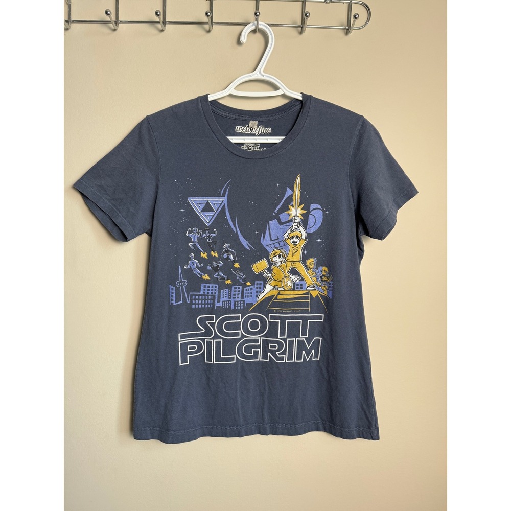 Welovefine Scott Pilgrim vs. The World Graphic Tee Gray Gamer Indie Geek Retro